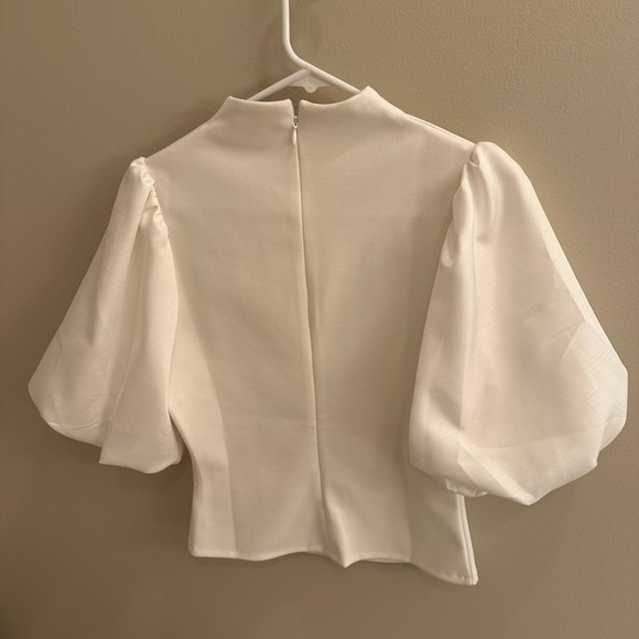 Anthropology Sunday in Brooklyn Puff Sleeve Ponte Top, cream, size small - Picture 3 of 4